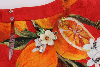 Orange Print Crystal-Embellished Blouse Dolce & Gabbana