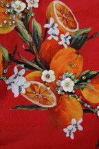 Dolce & Gabbana Orange Print Crystal-Embellished Blouse