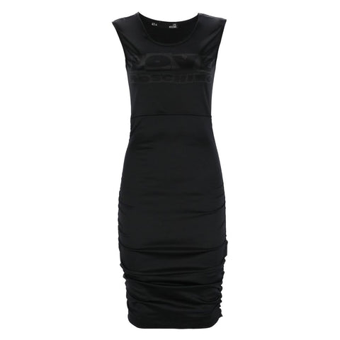 Chic Side-Curled Sleeveless Dress with Logo Love Moschino