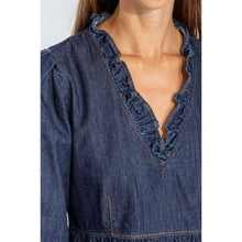 Elegant Dark Blue Denim Flare Dress Love Moschino