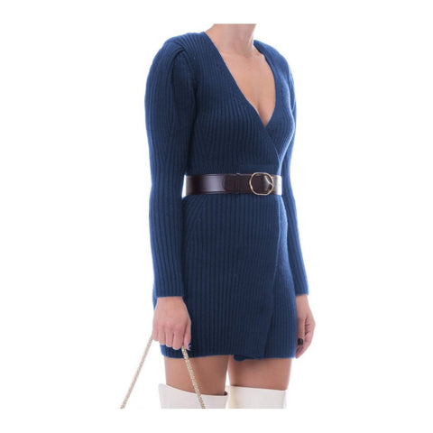 Blue Wool Women Dress Elisabetta Franchi