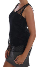 Black Silk Mesh Floral Lace Top Dolce & Gabbana