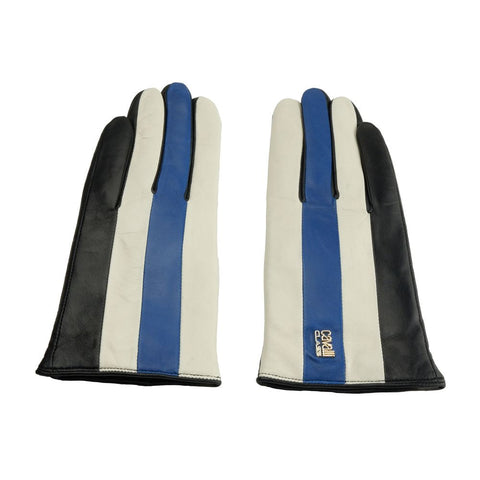 Blue Lambskin Women Glove Cavalli Class