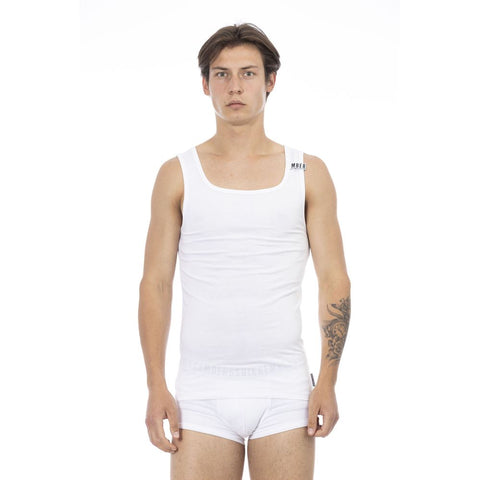 White Cotton Men's Tank Top Bikkembergs