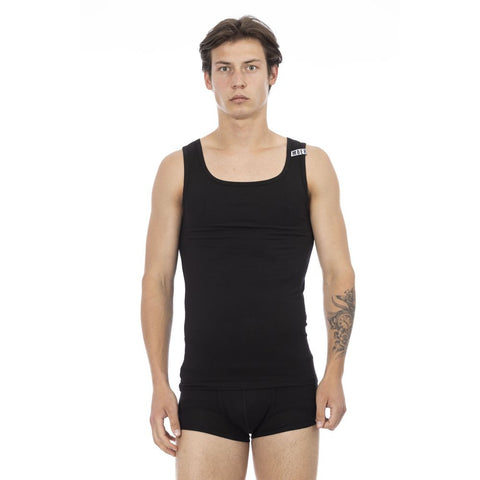 Black Cotton Men's Tank Top Bikkembergs