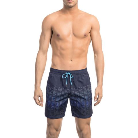 Blue Polyester Men Swim Short Bikkembergs