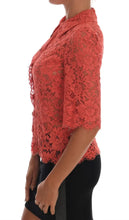 Orange Crystal Buttons Floral Lace Blouse Dolce & Gabbana