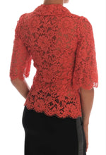 Orange Crystal Buttons Floral Lace Blouse Dolce & Gabbana