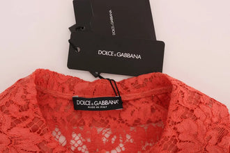 Orange Crystal Buttons Floral Lace Blouse Dolce & Gabbana