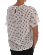 White Polka Dotted Silk T-shirt Top Dolce & Gabbana