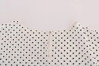 White Polka Dotted Silk T-shirt Top Dolce & Gabbana