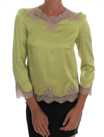 Green Silk Stretch Blouse Top Dolce & Gabbana