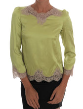 Green Silk Stretch Blouse Top Dolce & Gabbana