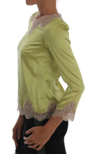 Green Silk Stretch Blouse Top Dolce & Gabbana