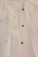White Daisy Applique Silk Shirt Dolce & Gabbana