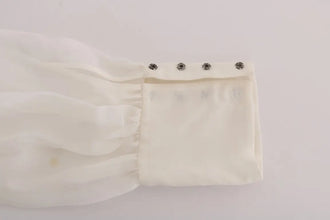 White Daisy Applique Silk Shirt Dolce & Gabbana