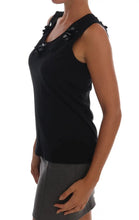 Black Cotton Floral Crystal Tank Top Dolce & Gabbana