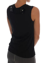 Black Cotton Floral Crystal Tank Top Dolce & Gabbana