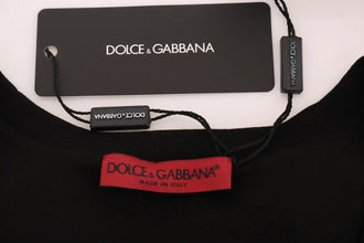 Black Cotton Floral Crystal Tank Top Dolce & Gabbana