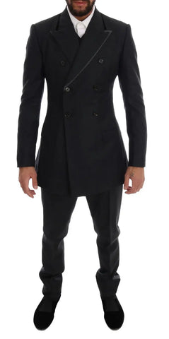 Gray Wool Double Breasted 3 Piece Suit Dolce & Gabbana