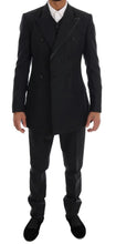 Gray Wool Double Breasted 3 Piece Suit Dolce & Gabbana