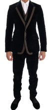 Blue Velvet Two Button Slim 3 Piece Suit Dolce & Gabbana