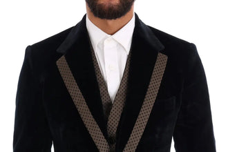 Blue Velvet Two Button Slim 3 Piece Suit Dolce & Gabbana