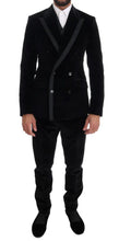 Black Velvet Slim Double Breasted Suit Dolce & Gabbana