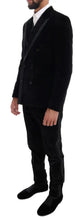 Black Velvet Slim Double Breasted Suit Dolce & Gabbana