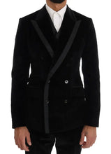 Black Velvet Slim Double Breasted Suit Dolce & Gabbana