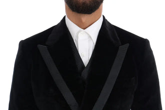 Black Velvet Slim Double Breasted Suit Dolce & Gabbana