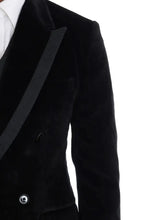 Black Velvet Slim Double Breasted Suit Dolce & Gabbana