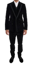 Black Velvet Slim Double Breasted Suit Dolce & Gabbana