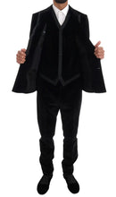 Black Velvet Slim Double Breasted Suit Dolce & Gabbana