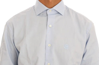 Light Blue Cotton Slim Fit Dress Shirt Cavalli