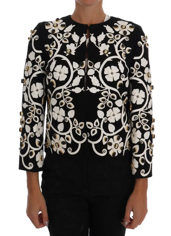 Black Baroque Floral Crystal Jacket Dolce & Gabbana