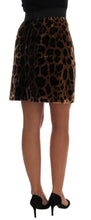 Brown Leopard Print Silk A-Line Skirt Dolce & Gabbana
