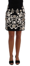 Black Crystal Floral Pencil Skirt Dolce & Gabbana