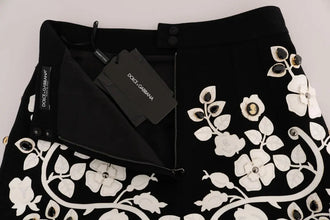 Black Crystal Floral Pencil Skirt Dolce & Gabbana