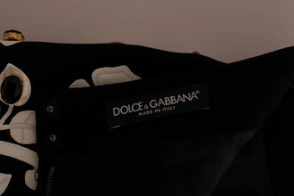 Black Crystal Floral Pencil Skirt Dolce & Gabbana