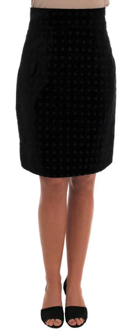 Dark Green Baroque Velvet Pencil Skirt Dolce & Gabbana