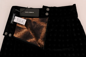 Dark Green Baroque Velvet Pencil Skirt Dolce & Gabbana