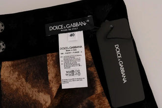 Dark Green Baroque Velvet Pencil Skirt Dolce & Gabbana