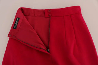 Pink Wool Knee Long A-Line Skirt Dolce & Gabbana