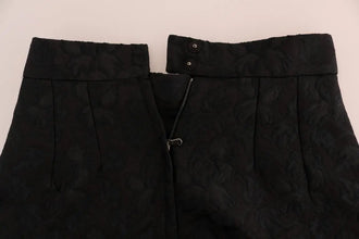 Black Floral Jacquard Silk A-Line Skirt Dolce & Gabbana