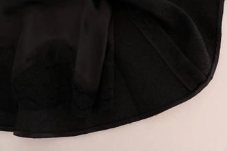 Black Floral Jacquard Silk A-Line Skirt Dolce & Gabbana