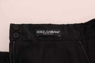 Black Floral Jacquard Silk A-Line Skirt Dolce & Gabbana