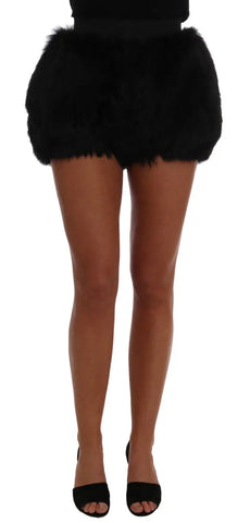 Black Lamb Fox Fur Mini Hot Pants Dolce & Gabbana
