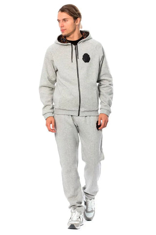 Gray Cotton Hooded Sweatsuit Billionaire Italian Couture