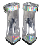 Silver Iridescent PVC Pointed Short Boots Shoes Dolce & Gabbana